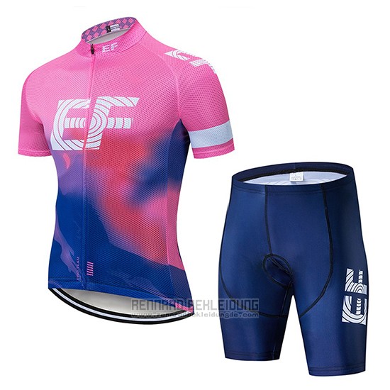 2019 Fahrradbekleidung EF Education First Rosa Blau Trikot Kurzarm und Tragerhose